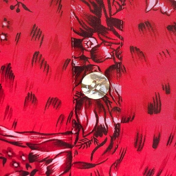 Vintage Sag Harbor Red Floral Oversized Button Down Shirt Size 22W - Picture 8 of 10